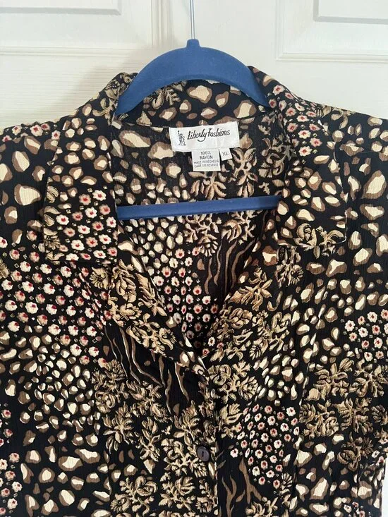 Vintage 90's Liberty Fashions Rayon Short Sleeve Maxi Length Dress Size XL - Picture 3 of 9